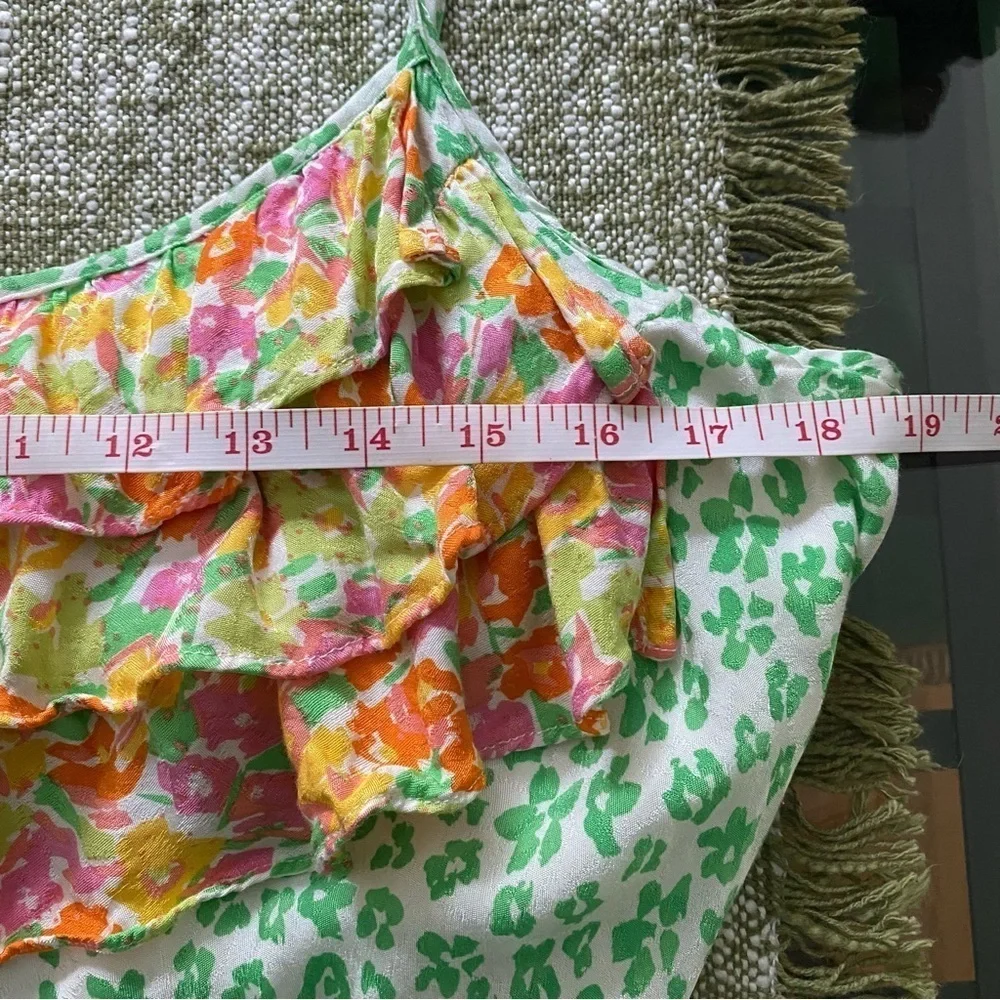 Rixo X Target Green Animal Leopard Print Colorful Ruffle Midi Slip Dres Large - Picture 13 of 15